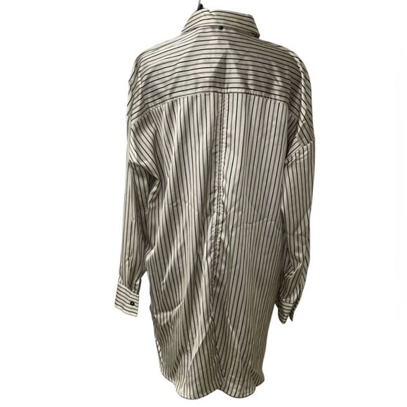 Adrienne Landau Stripe Satiny Button Down Shirt(Size Medium) - Picture 5 of 9